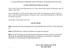 Quyết định 26/2007/QĐ-UBND điều kiện kinh doanh nhà trọ An Giang