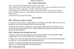 Quyết định 86/2007/QĐ-TTg chế độ phụ cấp trách nhiệm theo nghề thẩm tra viên thi hành án dân sự