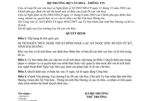 Quyết định 13/2007/QĐ-BVHTT xếp hạng di tích quốc gia