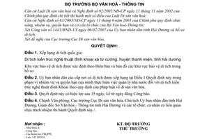 Quyết định 14/2007/QĐ-BVHTT xếp hạng di tích quốc gia