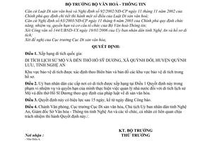 Quyết định 15/2007/QĐ-BVHTT xếp hạng di tích quốc gia