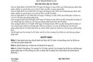 Quyết định 908/QĐ-BTP quy chế tổ chức hoạt động cục kiểm tra văn bản quy phạm pháp luật