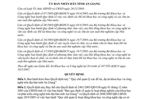 Quyết định 28/2007/QĐ-UBND Quy chế quản lý đề tài, dự án khoa học và công nghệ