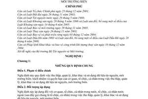Nghị định 101/2007/NĐ-CP thu thập, quản lý, khai thác sử dụng dữ liệu tài nguyên, môi trường biển