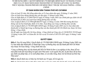 Quyết định 84/2007/QĐ-UBND thành lập Cảng vụ Đường thủy nội địa Hồ Chí Minh thuộc Sở Giao thông Công chính hướng dẫn Quyết định 179/2005/QĐ-UBND