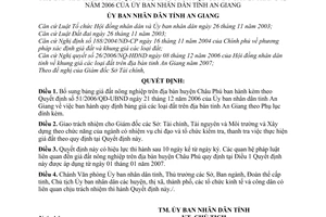 Quyết định 29/2007/QĐ-UBND bổ sung bảng giá đất nông nghiệp huyện Châu Phú hướng dẫn 51/2006/QĐ-UBND