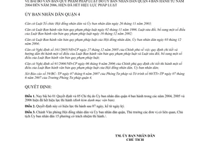Quyết định 09/2007/QĐ-UBND bãi bỏ văn bản pháp luật 2004 2006 hết hiệu lực quận 4 Hồ Chí Minh