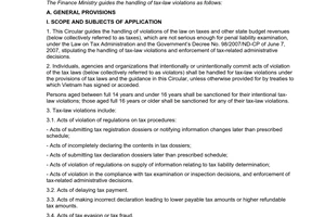 Circular No. 61/2007/TT-BTC of June 14, 2007 guiding the handling of tax-law violations