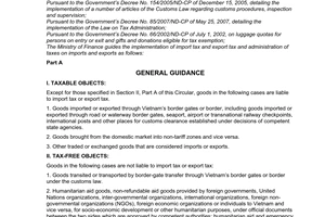 Circular No. 59/2007/TT-BTC of June 14, 2007 guiding the implementation of import tax and export tax and administration of taxes on imports and exports