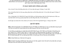 Quyết định 1052/QĐ-UBND 2007 bãi bỏ 27/2000/QĐ-UB phân cấp bán gỗ tịch thu sung công quỹ Nhà nước Lạng Sơn