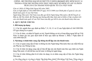 Thông tư liên tịch 05/2007/TTLT-NHNN-BKH-BTC-BTM hướng dẫn lập và phân tích cán cân thanh toán quốc tế của việt nam
