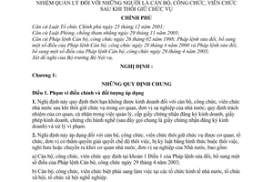 Nghị định 102/2007/NĐ-CP thời hạn không được kinh doanh trong lĩnh vực có trách nhiệm quản lý đối với cán bộ công chức viên chức khi thôi giữ chức vụ