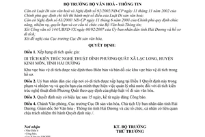 Quyết định 18/2007/QĐ-BVHTT xếp hạng di tích quốc gia