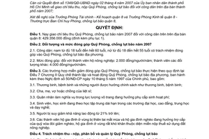 Quyết định 19/2007/QĐ-UBND giao chỉ tiêu thu quỹ phòng chống lụt bão quận 8