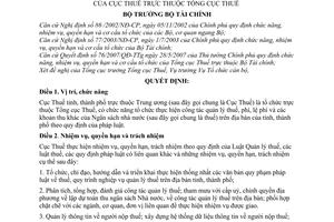 Quyết định 49/2007/QĐ-BTC quy định chức năng, nhiệm vụ, quyền hạn cơ cấu tổ chức Cục Thuế thuộc Tổng cục Thuế