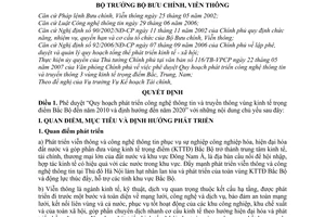 Quyết định 5/2007/QĐ-BBCVT Quy hoạch phát triển công nghệ thông tin truyền thông vùng kinh tế trọng điểm Bắc Bộ đến năm 2010 định hướng đến 2020