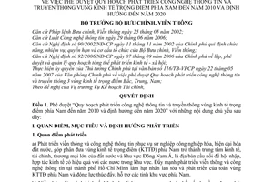 Quyết định 14/2007/QĐ-BBCVT Quy hoạch phát triển công nghệ thông tin truyền thông vùng kinh tế trọng điểm phía Nam đến năm 2010 định hướng 2020