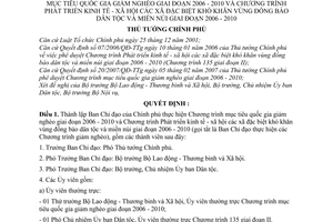 Quyết định 754/QĐ-TTg thành lập Ban Chỉ đạo Chính phủ mục tiêu quốc gia giảm nghèo giai đoạn 2006 2010 Phát triển kinh tế xã hội dân tộc miền núi