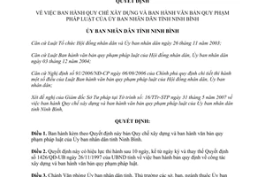 Quyết định 1417/2007/QĐ-UBND Quy chế xây dựng ban hành văn bản quy phạm