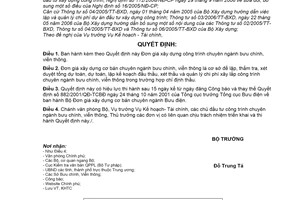 Quyết định 18/2007/QĐ-BBCVT đơn giá xây dựng công trình chuyên ngành Bưu chính, Viễn thông