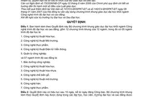 Quyết định 32/2007/QĐ-BGDĐT Chương trình khung giáo dục khối ngành Công nghệ trình độ đại học cao đẳng