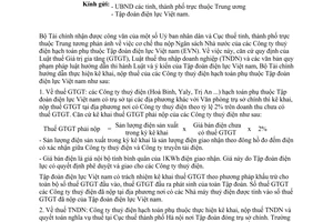 Công văn  8890/BTC-TCT  kê khai, nộp thuế GTGT, TNDN của các Công ty thuỷ điện hạch toán phụ thuộc EVN