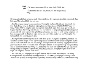 Công văn  915/TTg-CCHC  tăng cường kỷ luật, kỷ cương hành chính và đẩy mạnh cải cách hành chính