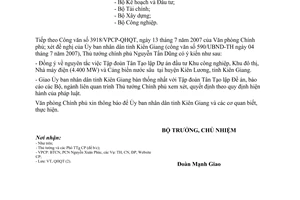 Công văn 3941/VPCP-QHQT  chủ trương đầu tư vào Khu công nghiệp huyện Kiên Lương, tỉnh Kiên Giang