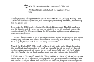 Công văn  950/TTg-ĐP  rà soát, điều chỉnh Quy hoạch các vùng