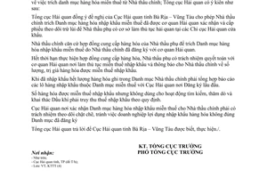 Công văn 4168/TCHQ-KTTT  trích danh mục hàng hóa miễn thuế từ Nhà thầu chính