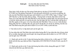 Công văn 2104/BNV-CQĐP chế độ chính sách cán bộ cấp xã ở tỉnh Thái Bình