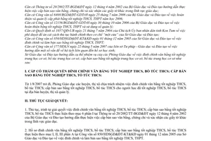 Công văn 670/SGD&ĐT hướng dẫn đính chính, cấp bản sao bằng tốt nghiệp, bổ túc