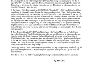 Công văn 2155/BNV-TL  tiền lương đối với giáo viên mầm non hợp đồng