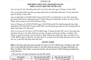 Nghị quyết  49/2007/NQ-HĐND thu chi ngân sách huyện An Biên An Minh Vĩnh Thuận