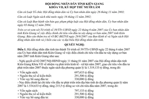 Nghị quyết 40/2007/NQ-HĐND chỉ tiêu vốn đầu tư xây dựng cơ bản 2007 Kiên Giang