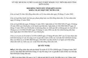 Nghị quyết 55/2007/NQ-HĐND bổ sung vị trí và giá đất ở một số khu vực trên địa bàn Kiên Giang
