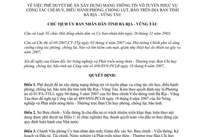 Quyết định 2283/QĐ-UBND năm 2007 xây dựng mạng thông tin vô tuyến phục vụ phòng chống lụt bão Vũng Tàu