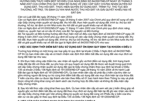 Thông tư 06/2007/TT-BTNMT cấp giấy chứng nhận QSDĐ thu hồi đất thực hiện QSDĐ bồi thường hỗ trơ tái định cư giải quyết khiếu nại đất đai