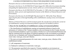 Circular No. 07/2007/TT-BTNMT guiding for classification and decision