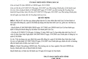 Quyết định 27/2007/QĐ-UBND bãi bỏ văn bản quy phạm pháp luật Lào Cai