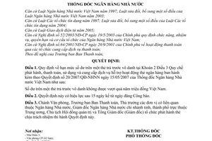 Quyết định 32/2007/QĐ-NHNN mức số dư thẻ trả trước vô danh