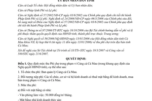 Quyết định 26/2007/QĐ-UBND mức thu phí chợ phạm vi Cảng cá Cà Mau