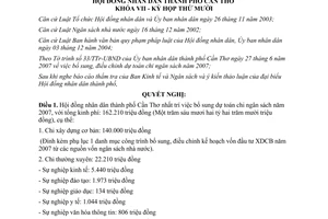 Nghị quyết 03/2007/NQ-HĐND điều chỉnh dự toán chi ngân sách 2007 Cần Thơ