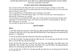 Quyết định 29/2007/QĐ-UBND điều chỉnh giá các loại đất năm 2007