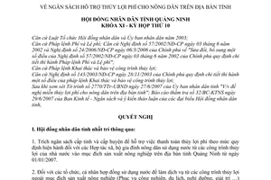 Nghị quyết 04/2007/NQ-HĐND ngân sách hỗ trợ thủy lợi phí