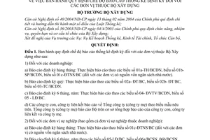 Quyết định 975/QĐ-BXD chế độ báo cáo thống kê đơn vị Bộ Xây dựng