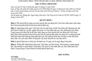 Quyết định 98/2007/QĐ-TTg phê duyệt Đề án nâng cao tính chuyển đổi đồng tiền Việt Nam, khắc phục tình trạng đô la hoá nền kinh tế