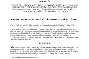 Nghị quyết 12/2007/NQ-HĐND mức thu lệ phí cấp Giấy chứng nhận quyền sở hữu nhà ở và quyền sử dụng đất ở, cấp giấy chứng nhận quyền sở hữu nhà ở