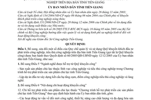 Quyết định 27/2007/QĐ-UBND quản lý sử dụng quỹ khuyến khích đầu tư phát triển công nghiệp tiểu thủ công nghiệp tỉnh Tiền Giang
