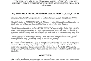 Nghị quyết 07/2007/NQ-HĐND chính sách đầu tư hạ tầng nông nghiệp - nông thôn phục vụ chuyển dịch cơ cấu kinh tế nông nghiệp trên địa bàn thành phố